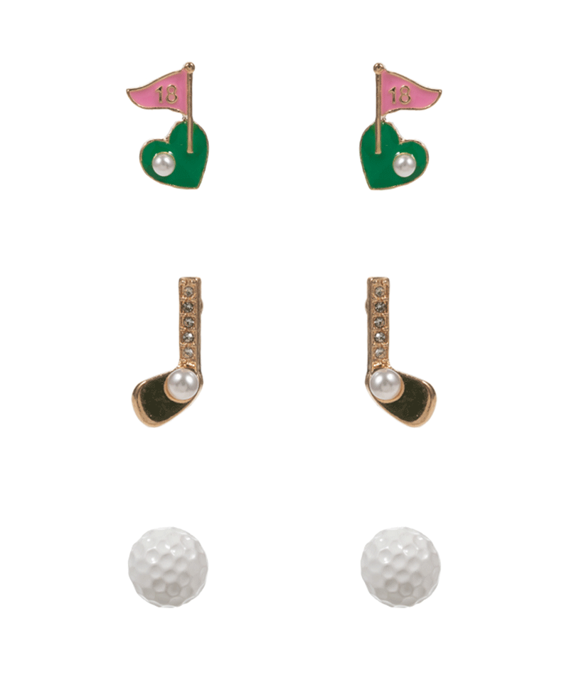 Golf Icon Enamel 3 Pair Earring - 0.75"
