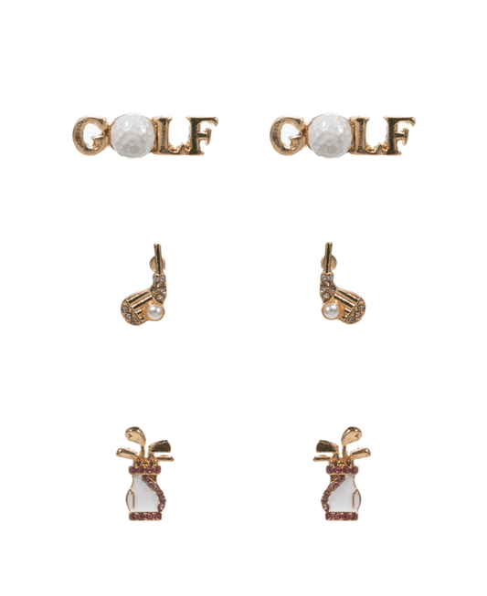 Golf Icon Enamel 3 Pair Earring - 0.75"