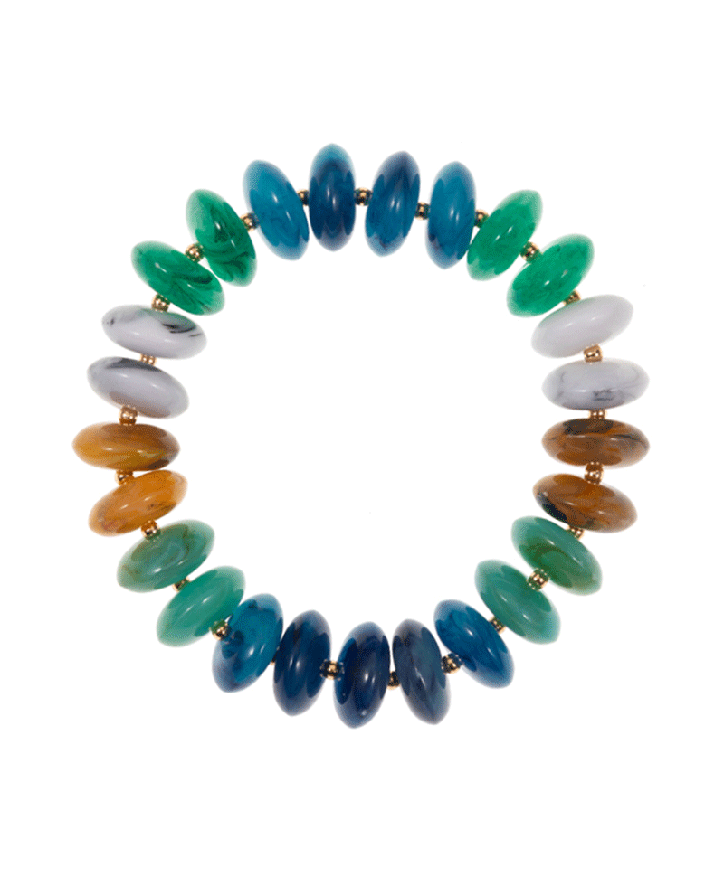 Oval Disk Resin Beads Ombre Stretch Bracelet