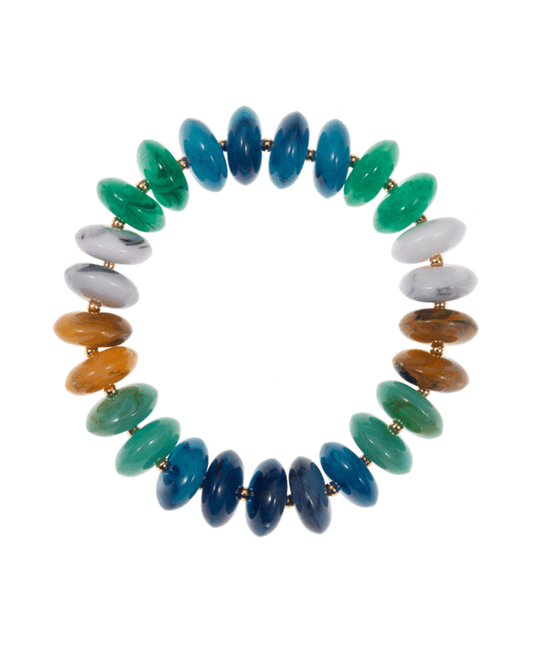 Oval Disk Resin Beads Ombre Stretch Bracelet