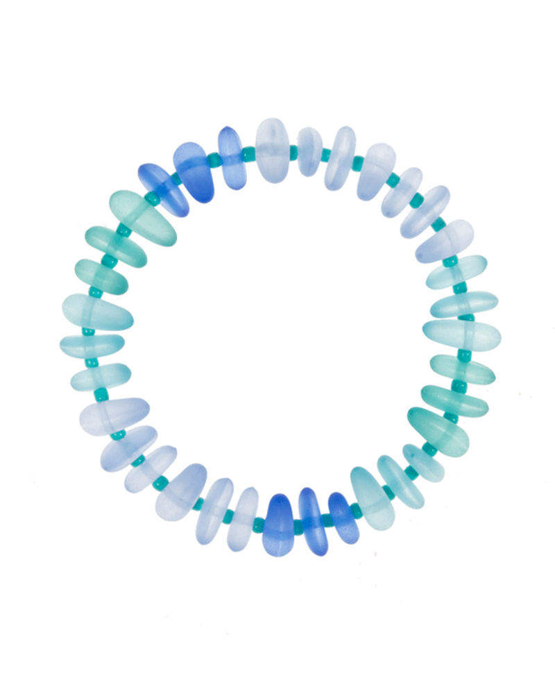 Organic Shaped Faux Sea Glass Beaded Bracelet - 7.25"
