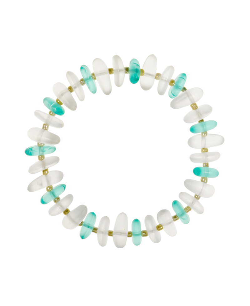 Organic Shaped Faux Sea Glass Beaded Bracelet - 7.25"