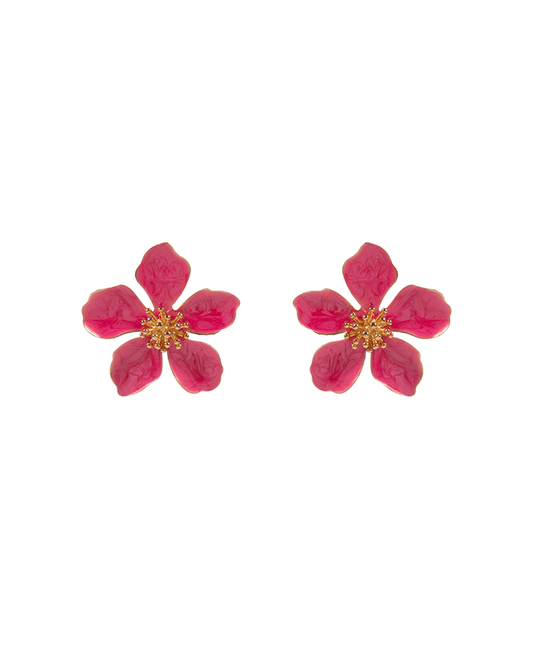 Flower Pearlized Enamel Hypo Post Earring