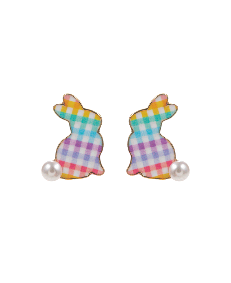 Easter Bunny Enamel Hypo Post Earring - 0.75"