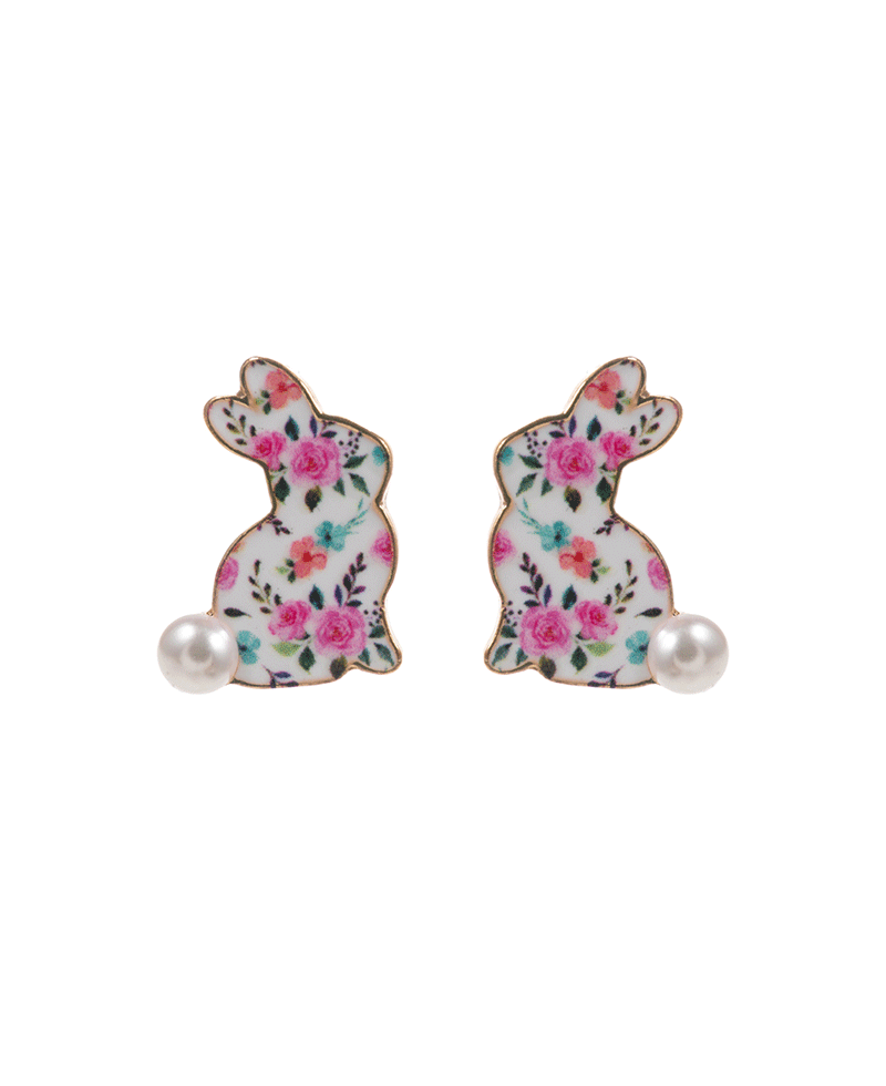 Easter Bunny Enamel Hypo Post Earring - 0.75"