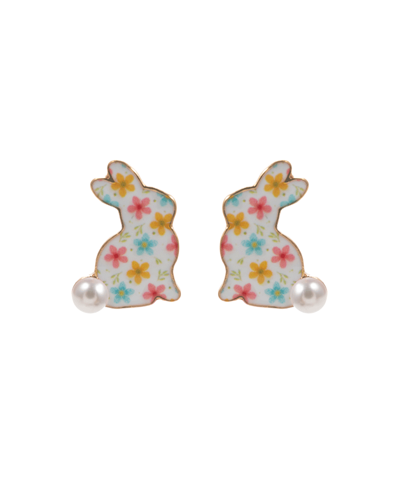 Easter Bunny Enamel Hypo Post Earring - 0.75"