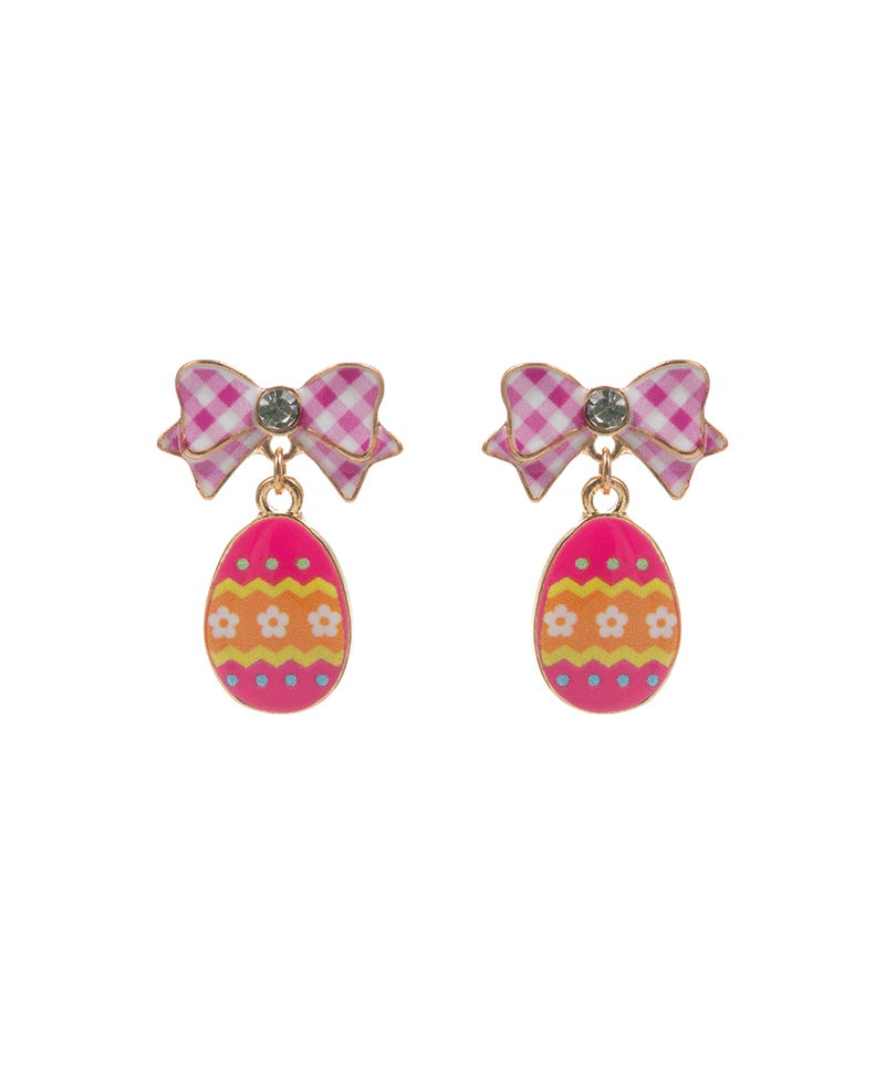 Easter Egg Enamel w/ Bow Hypo Post Earring - 1.0"