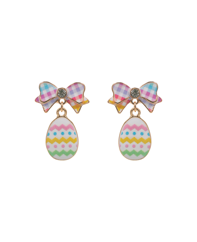 Easter Egg Enamel w/ Bow Hypo Post Earring - 1.0"