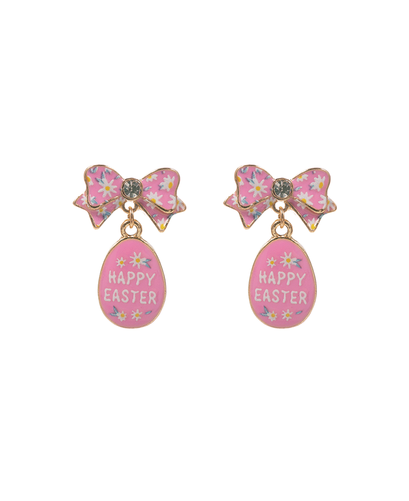 Easter Egg Enamel w/ Bow Hypo Post Earring - 1.0"