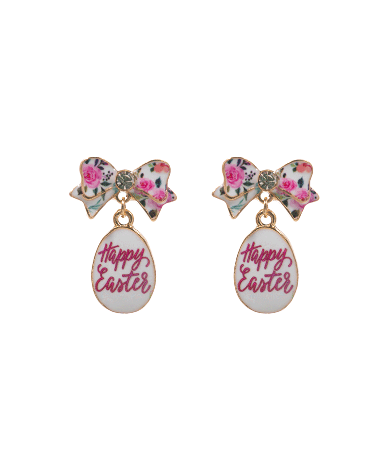 Easter Egg Enamel w/ Bow Hypo Post Earring - 1.0"
