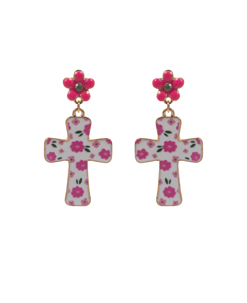 Easter Cross Enamel Hypo Post Earring - 1.5"