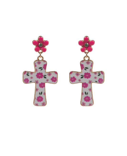 Easter Cross Enamel Hypo Post Earring - 1.5"
