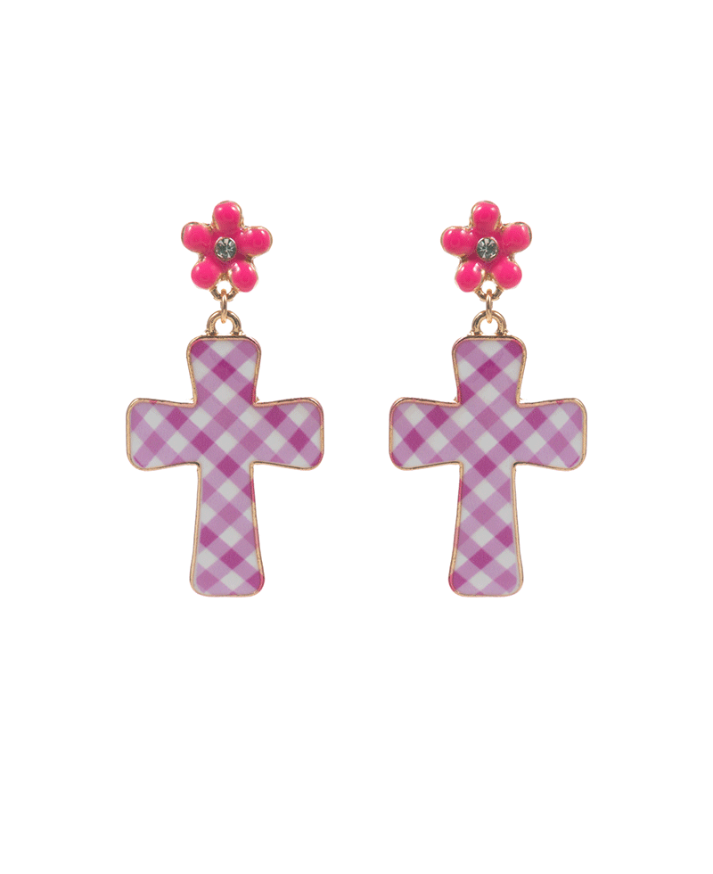Easter Cross Enamel Hypo Post Earring - 1.5"
