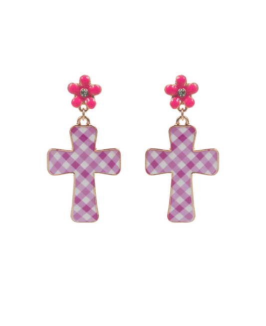 Easter Cross Enamel Hypo Post Earring - 1.5"