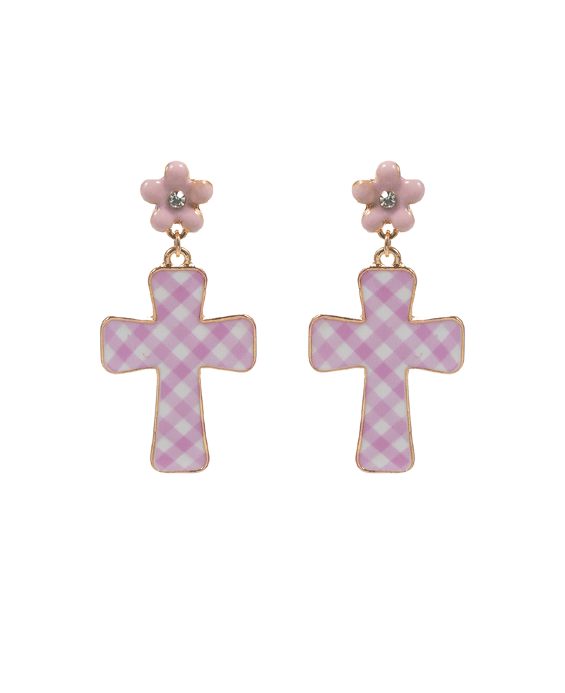 Easter Cross Enamel Hypo Post Earring - 1.5"