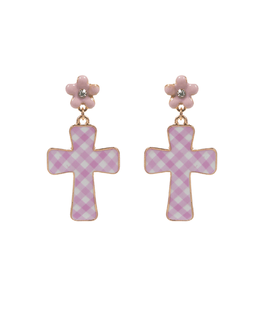 Easter Cross Enamel Hypo Post Earring - 1.5"