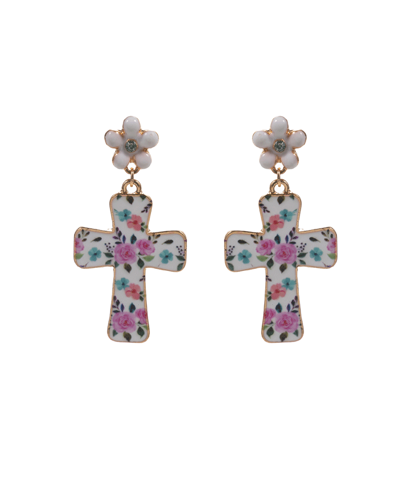 Easter Cross Enamel Hypo Post Earring - 1.5"