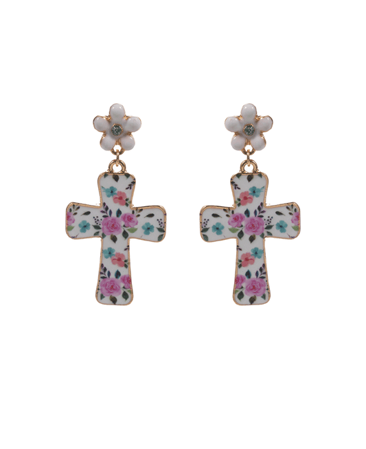 Easter Cross Enamel Hypo Post Earring - 1.5"