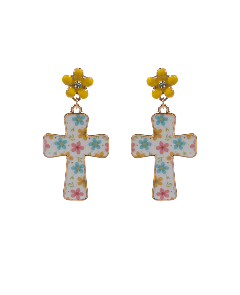 Easter Cross Enamel Hypo Post Earring - 1.5"
