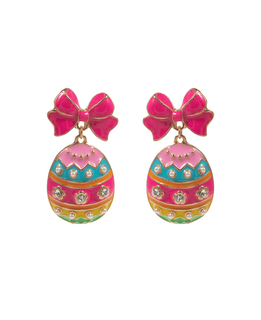Easter Egg Enamel w/ Ribbon Hypo Post Earring - 1.5"