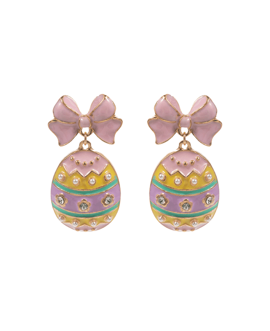 Easter Egg Enamel w/ Ribbon Hypo Post Earring - 1.5"
