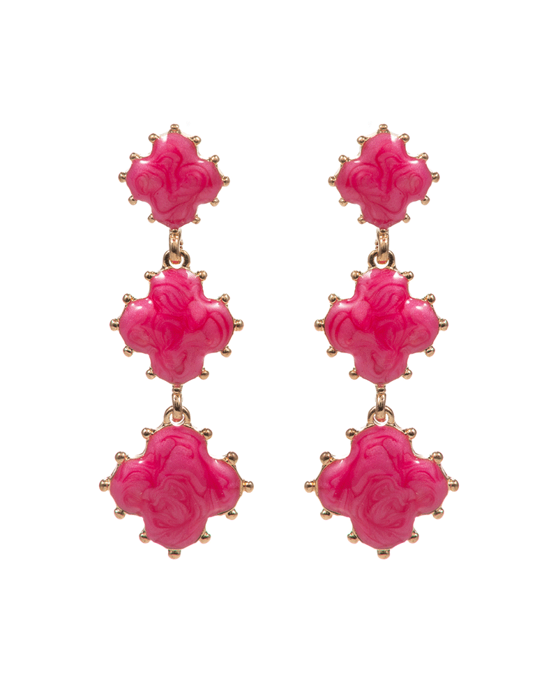Clover Pearlized Enamel w/ Metal Dots Hyoo Post Earring - 2.0"