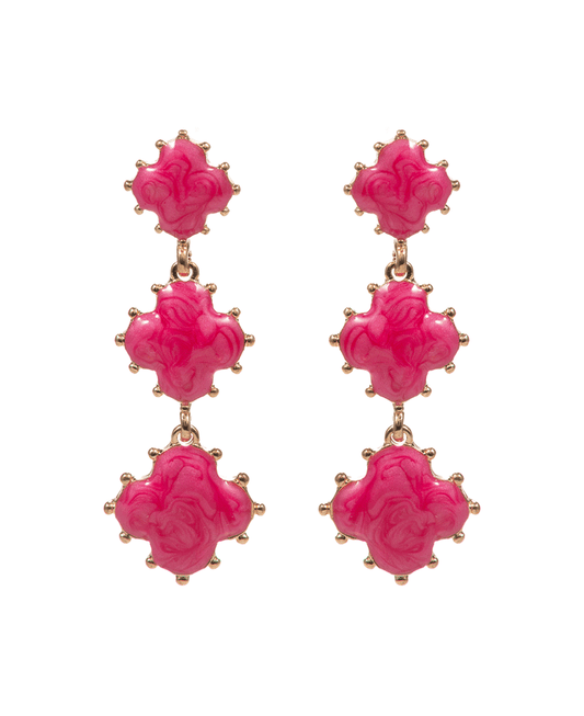 Clover Pearlized Enamel w/ Metal Dots Hyoo Post Earring - 2.0"