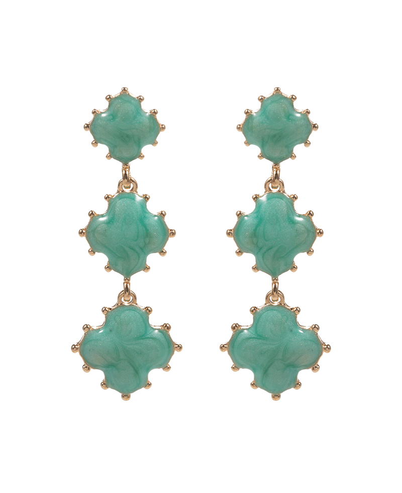 Clover Pearlized Enamel w/ Metal Dots Hyoo Post Earring - 2.0"