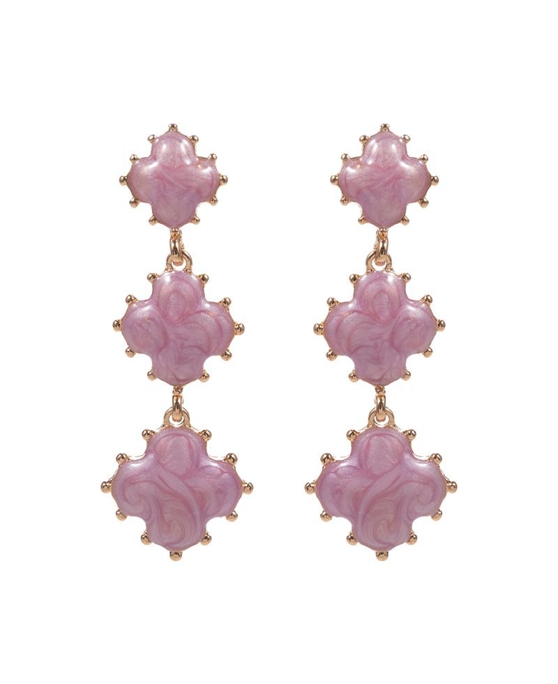Clover Pearlized Enamel w/ Metal Dots Hyoo Post Earring - 2.0"