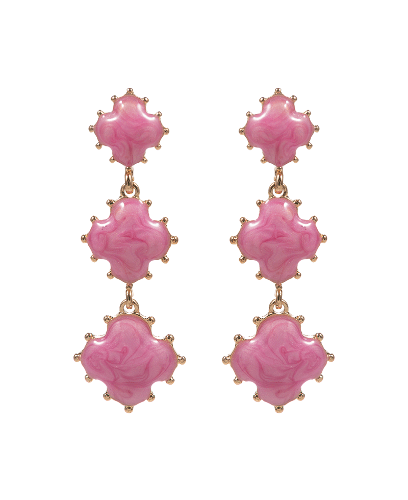 Clover Pearlized Enamel w/ Metal Dots Hyoo Post Earring - 2.0"