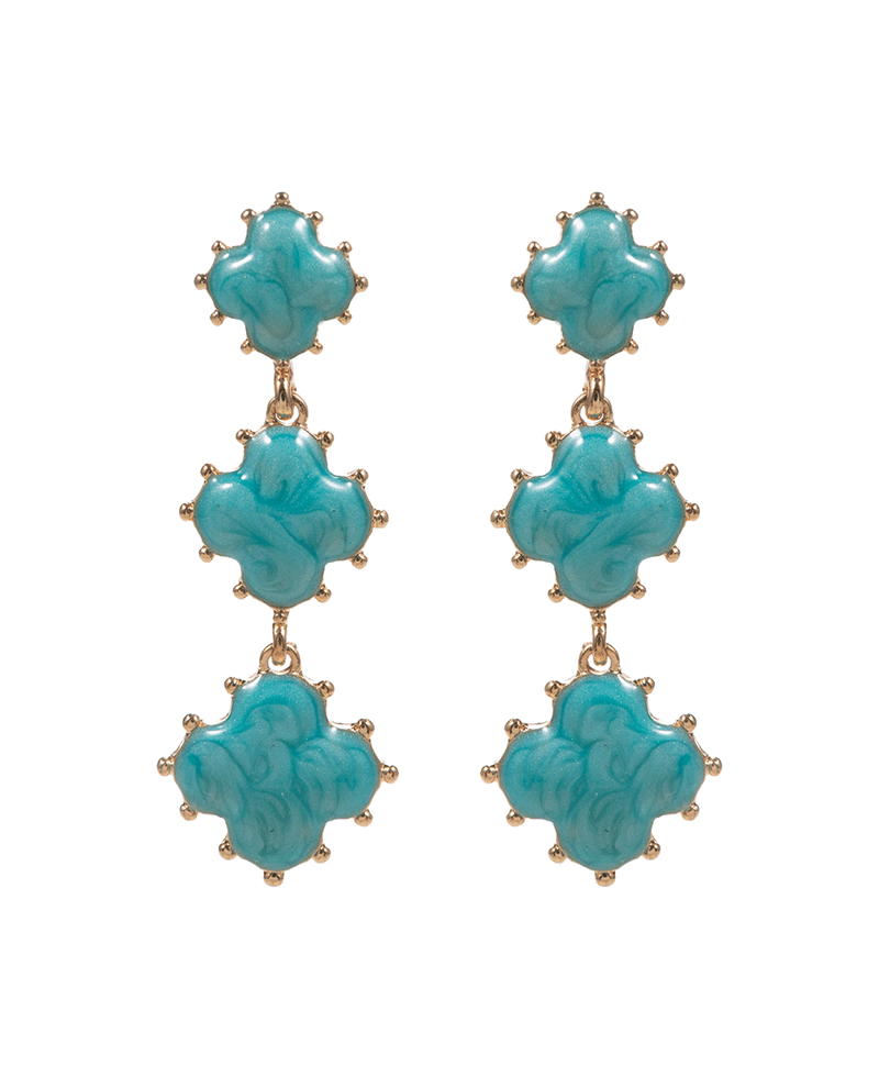 Clover Pearlized Enamel w/ Metal Dots Hyoo Post Earring - 2.0"