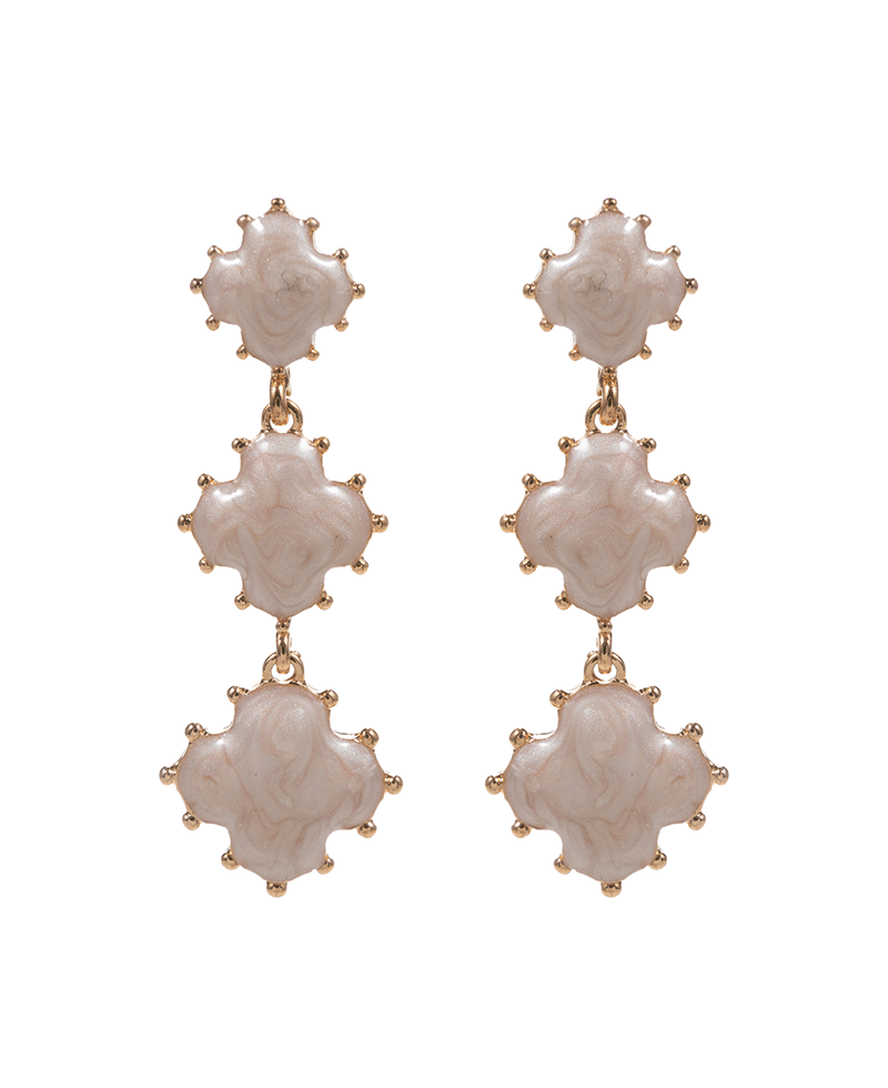 Clover Pearlized Enamel w/ Metal Dots Hyoo Post Earring - 2.0"