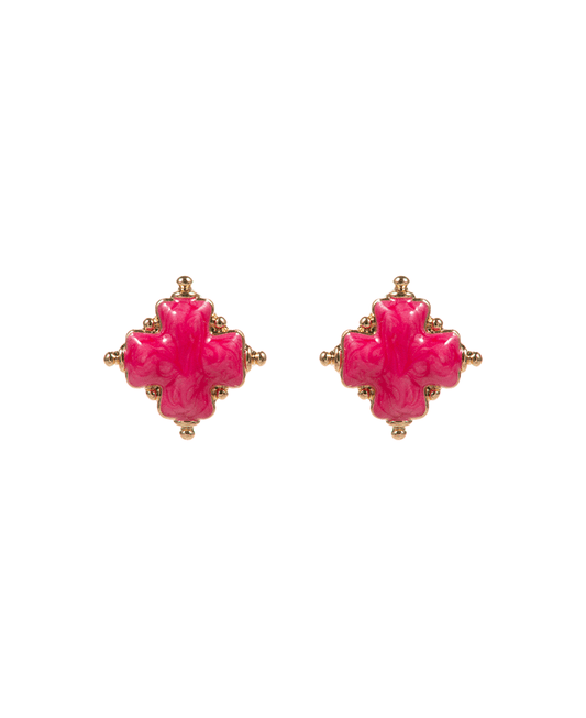 Clover Pearlized Enamel w/ Metal Dots Post Earring - 0.75"