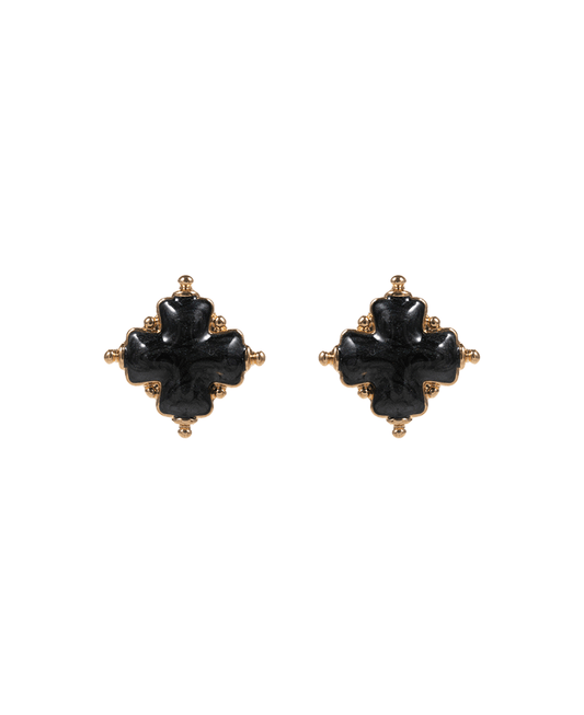 Clover Pearlized Enamel w/ Metal Dots Post Earring - 0.75"