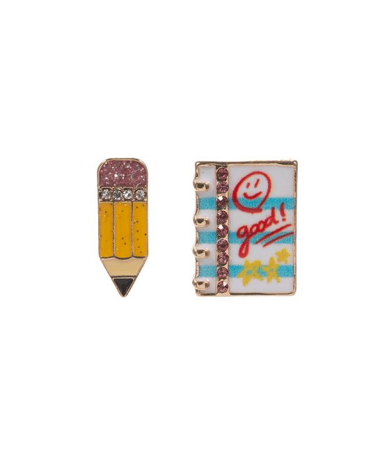 Pencil & Notebook Enamel Hypo Titanium Post Earring - 0.75"