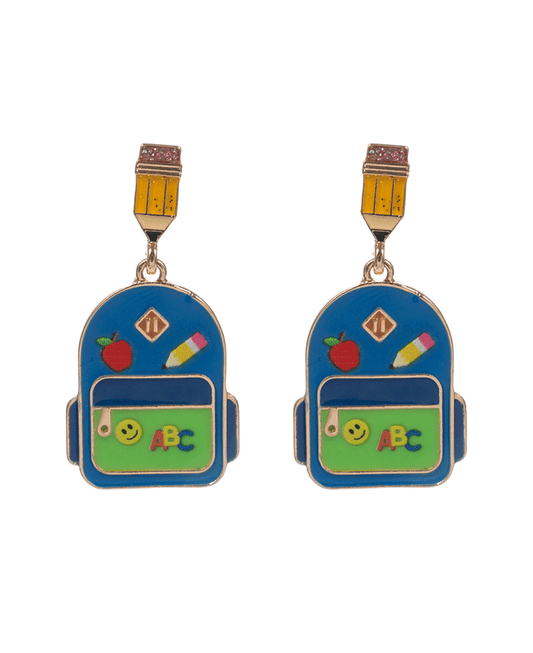School Bag Enamel w/ Pencil Hypo Earring - 1.25"