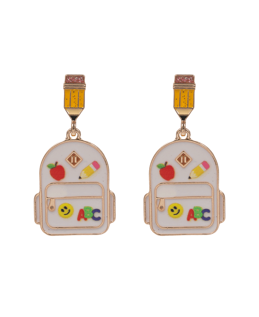 School Bag Enamel w/ Pencil Hypo Earring - 1.25"