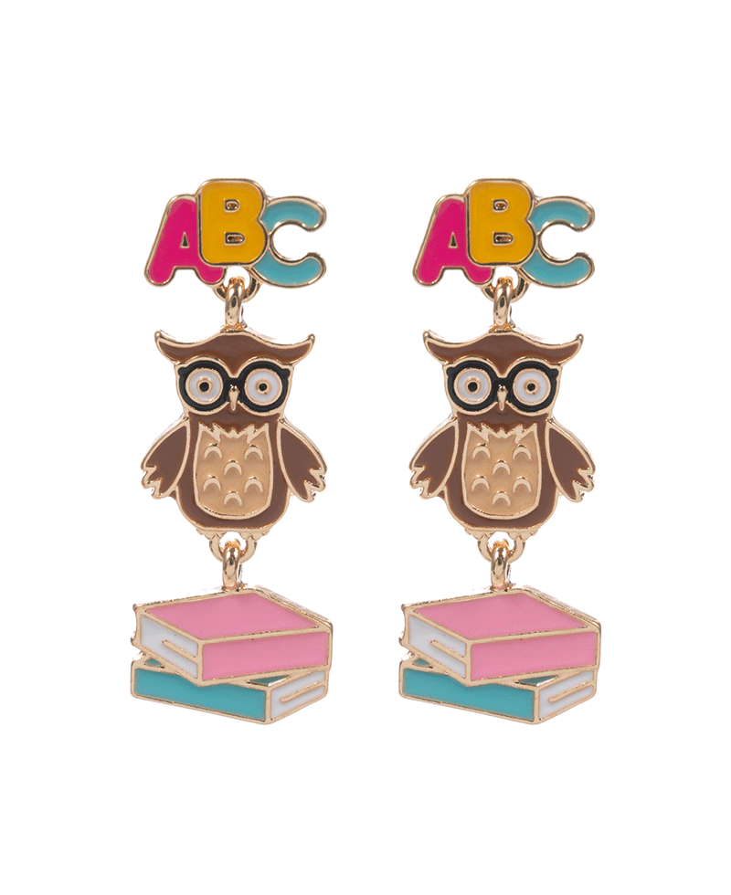 School Icons Enamel Hypo Post Earring - 1.5"