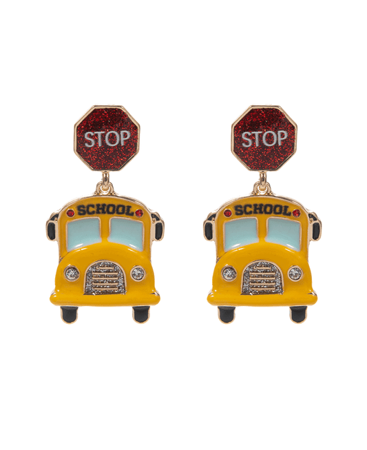 School Bus Enamel Hypo Titanium Post Earring - 1.75"
