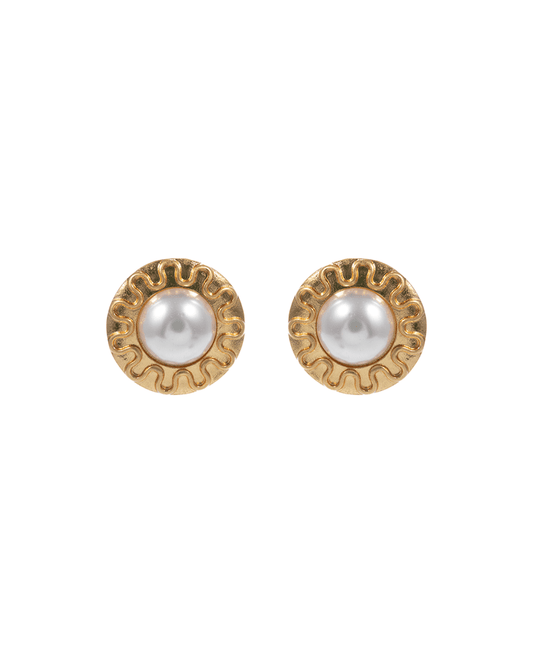 Round Vintage Pearl Hypo Post Earring - 1.25"