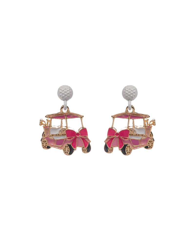 Golf Cart Enamel w/ Bow Hypo Post Earring - 1.0"