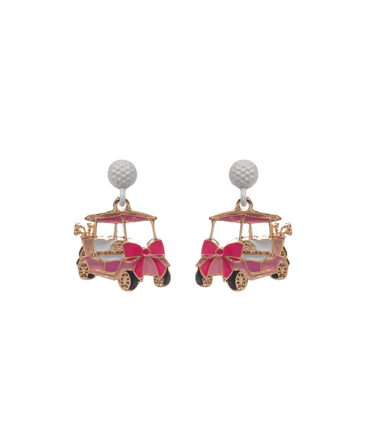 Golf Cart Enamel w/ Bow Hypo Post Earring - 1.0"