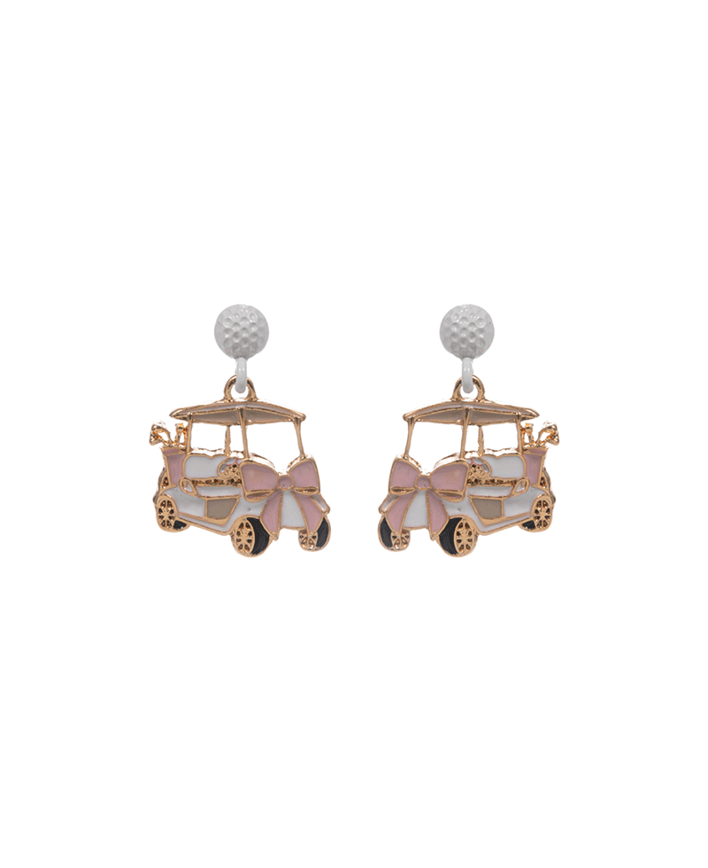 Golf Cart Enamel w/ Bow Hypo Post Earring - 1.0"