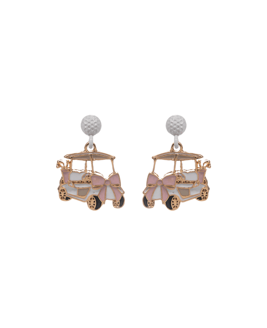 Golf Cart Enamel w/ Bow Hypo Post Earring - 1.0"