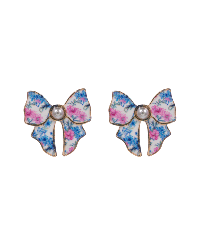 Bow Enameled Casting Post Earring - 0.75"