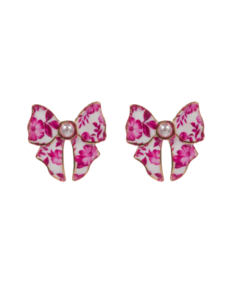 Bow Enameled Casting Post Earring - 0.75"