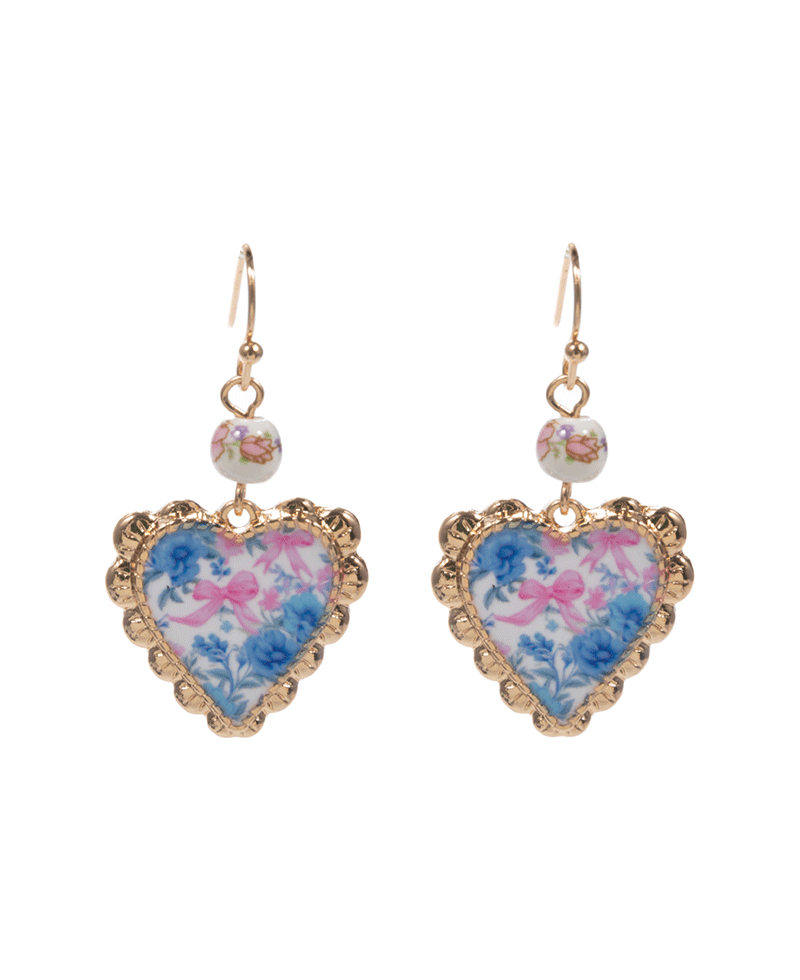 Heart Enamel Earring - 1.5"