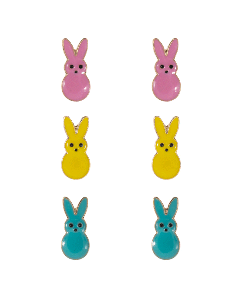 Peeps Bunny Enamel 3 Set Earring - 0.75"