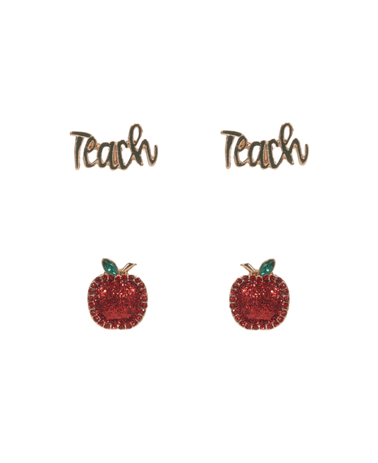 Teach & Enameled Apple 2 Set Earring
