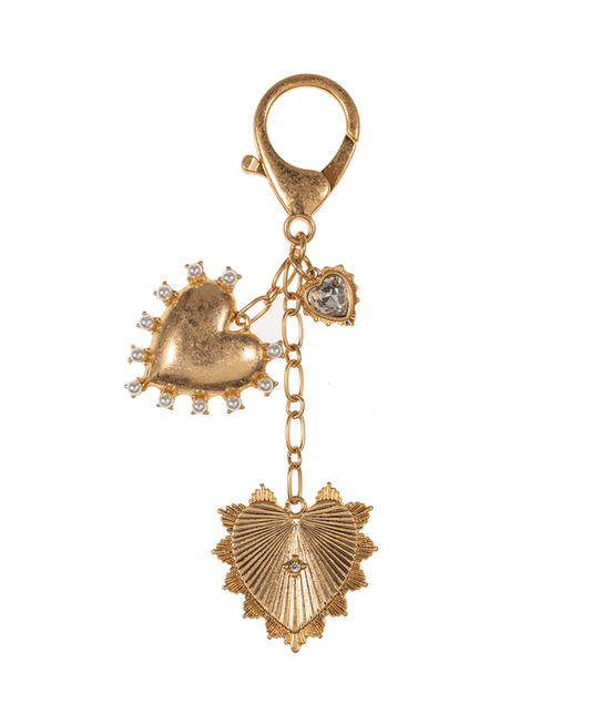 Multi Heart Metal Charm Bag Key Chain - 4.5"